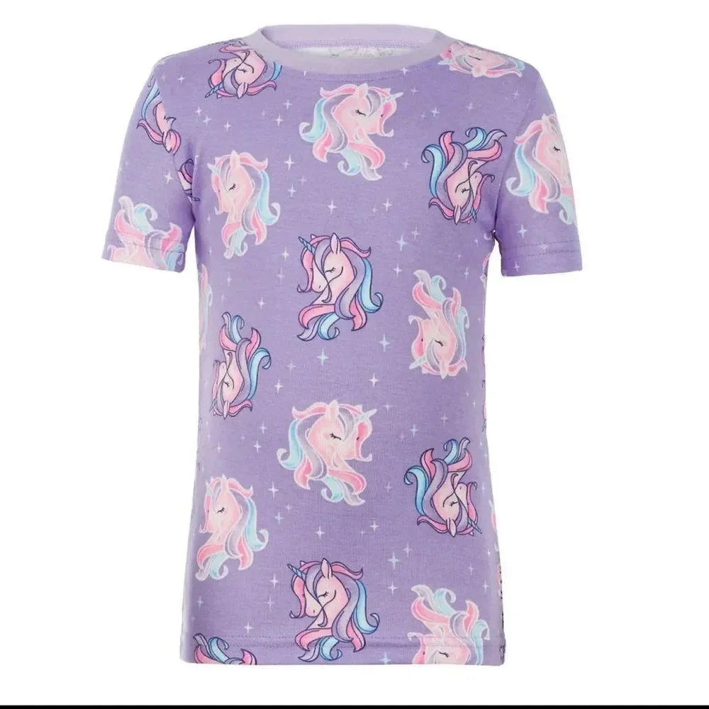 Kids' 4-piece Cotton PJ Set, Unicorn Size 7